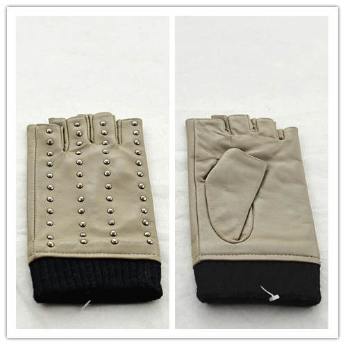 High Quality Women Winter Gloves Made with Very Soft Sheep Leather and Without Fingers (JYG-24112)
