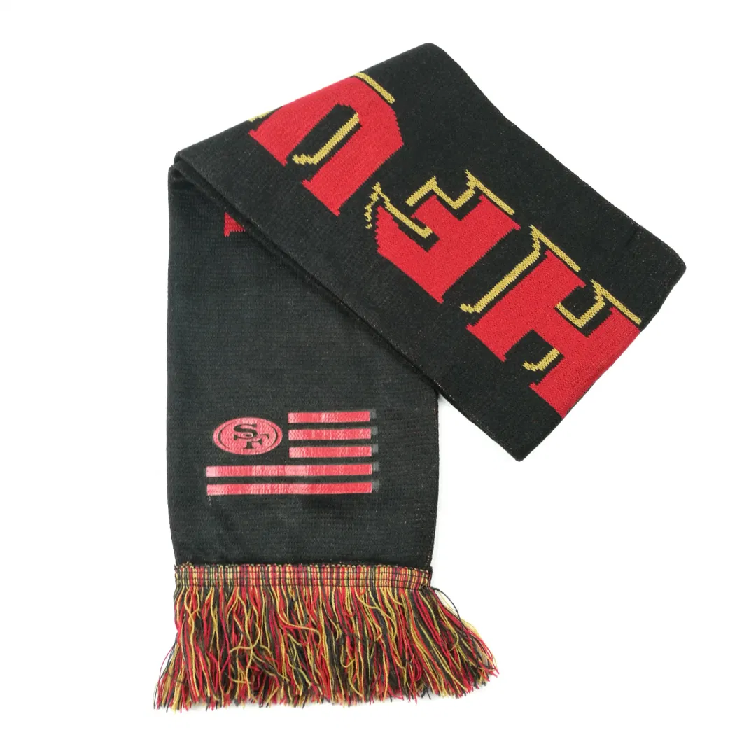 Unisex High Quality Customized Jacquard Acrylic Knitted Sports Soccer Football Fans Scarf