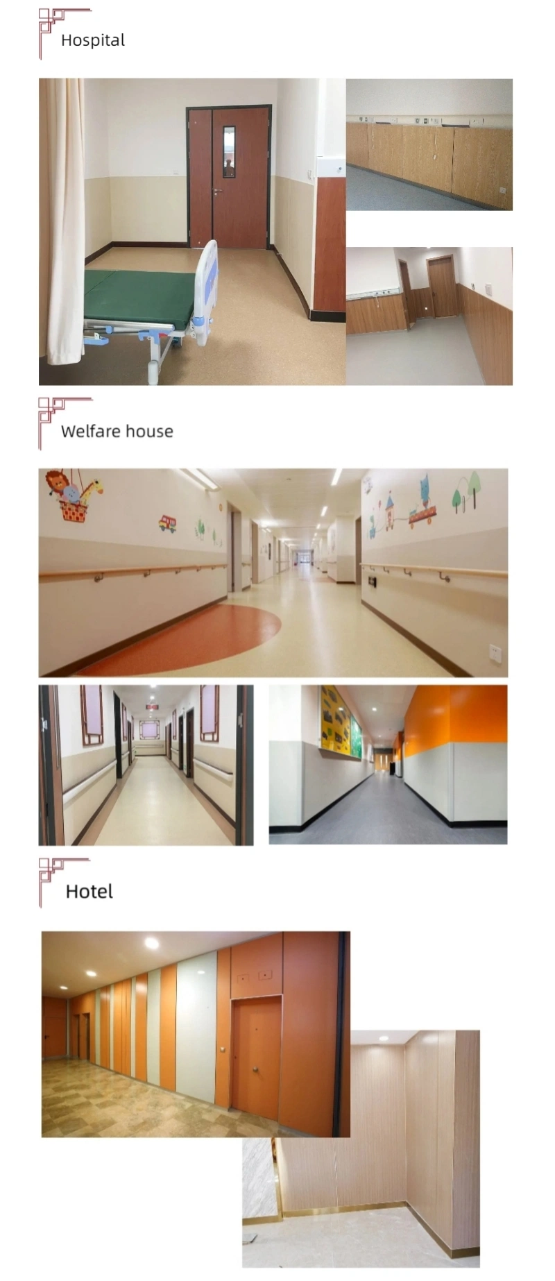 0.8-10mm Vinyl Wall Sheet Covering for Hospital/Hotell