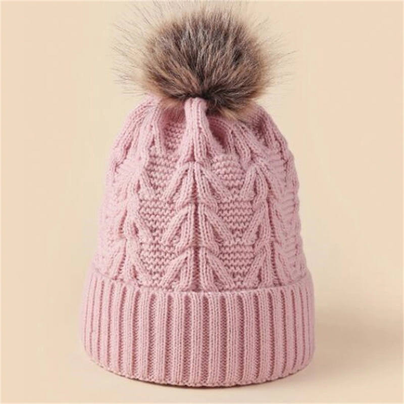 Custom Winter Hat Lady Hat POM POM Fur Beanie Hat