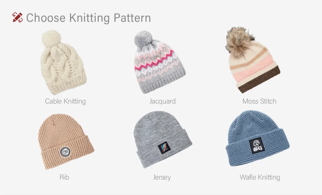 Custmo Logo Trendy High Quality Acrylic Warm Women Men Beanie Hats Caps POM POM Knitted Winter Hats