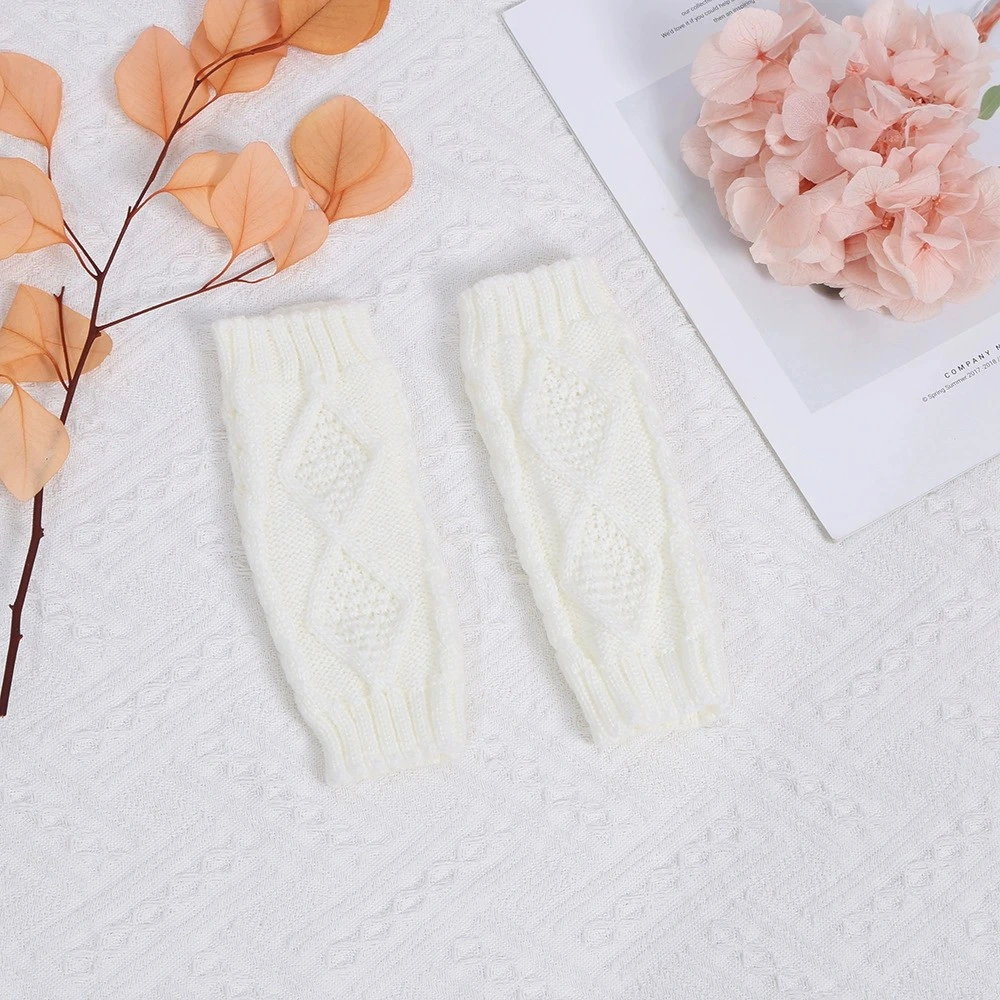 New Style Jacquard Diamond Long Arm Warmers Knit Long Sleeve Fingerless Mittens Gloves