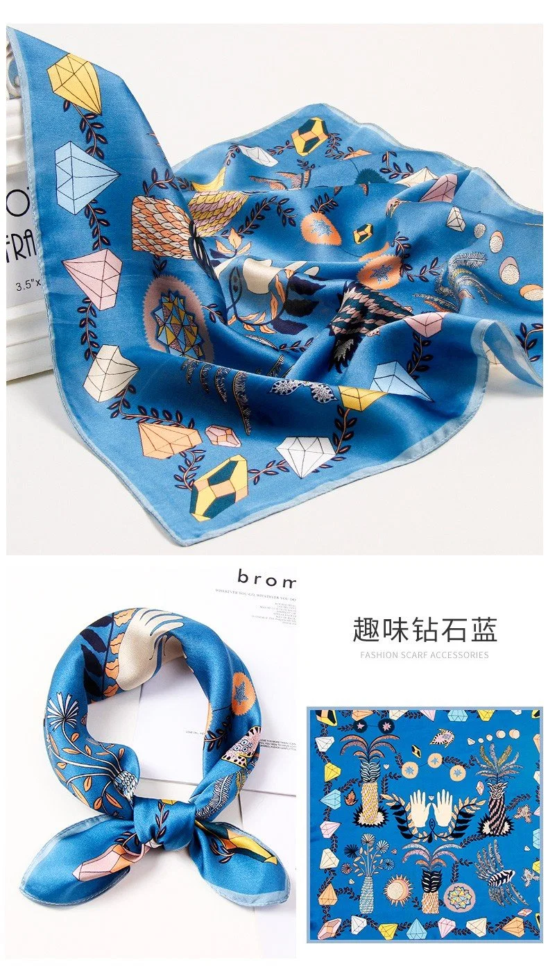Wholesale 100% Mulberry Silk Satin Square Scarf for Fashion Ladies