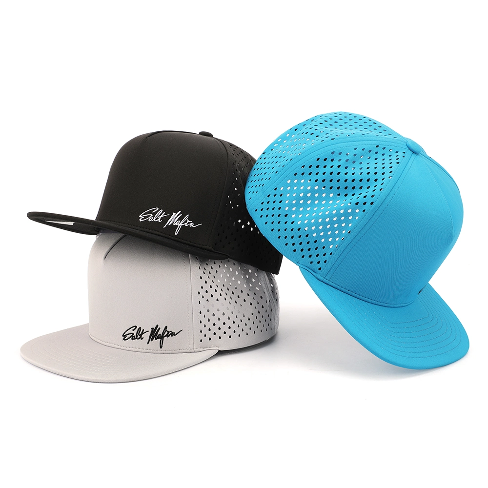 Custom High Quality 5-Panel Laser-Cut Perforated Cap Sports Hip Hop Snapback Hat