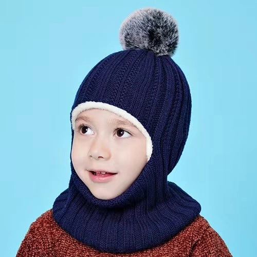 Winter Child Knitted Warm Hat and Fleece Lining Neck Warmer Scarf Set for Kids