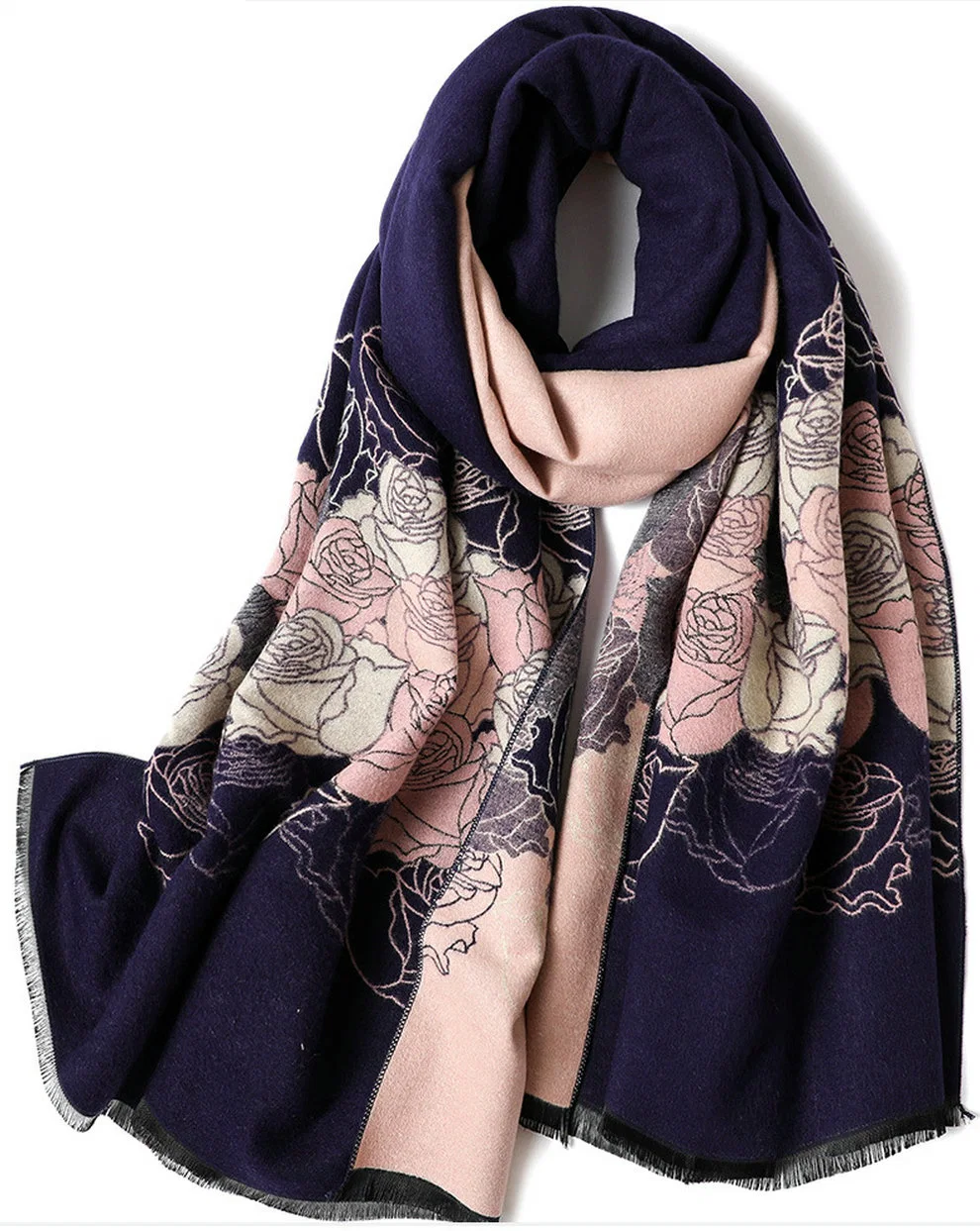 Facotory Wool Cashmere Fashion embroidery Cotton Scarf