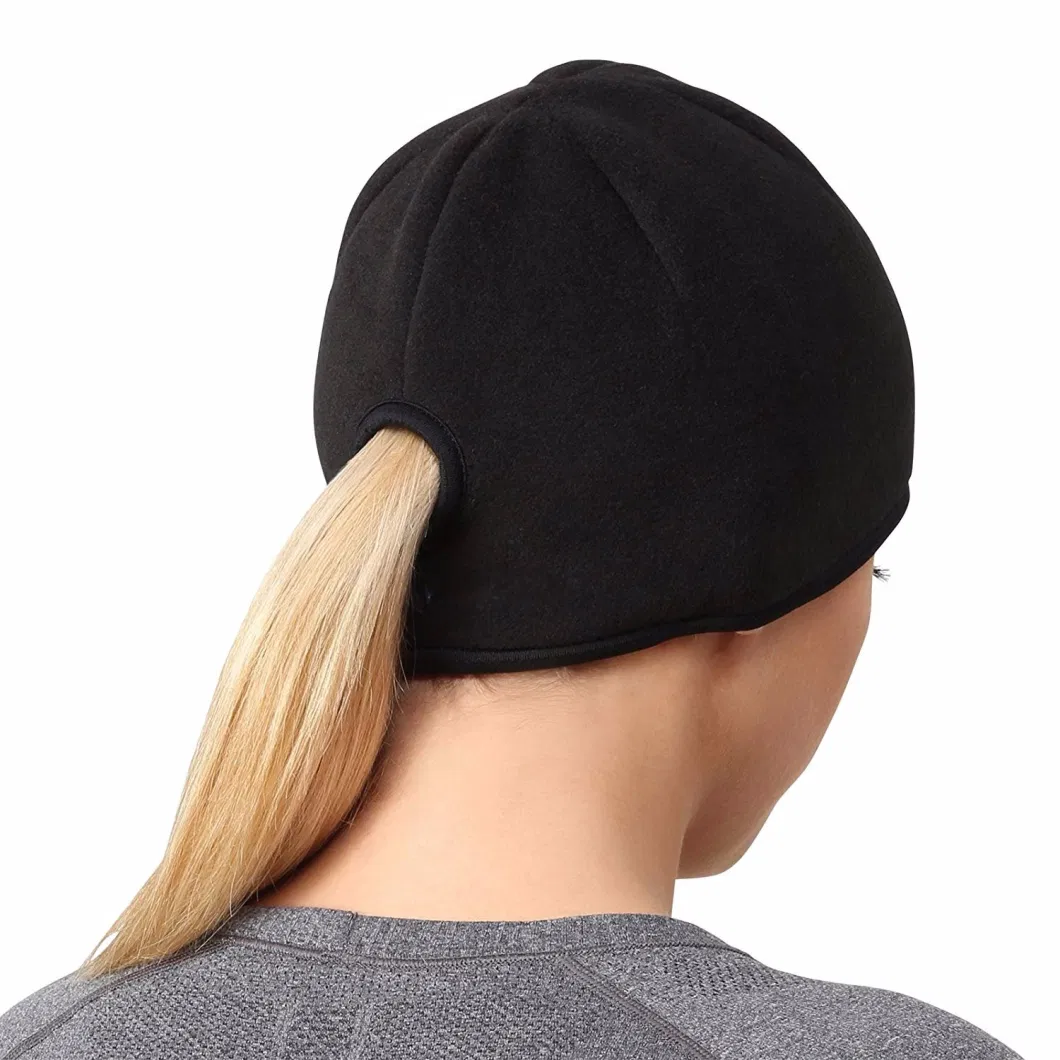 Fleece Head Protection Blank Winter Warm Comfortable Beanie Classical Ponytail Hat with 100% Polyester