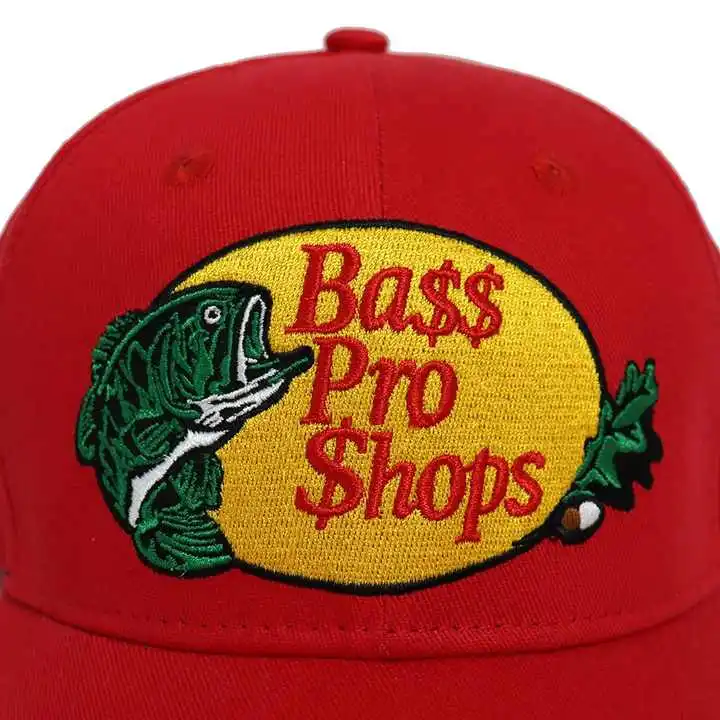 Custom 100% Cotton Red Color 6 Panel Baseball Cap Hat Fish Cap Gorras 3D Embroidered Logo Outdoor Sports Fishing Hats