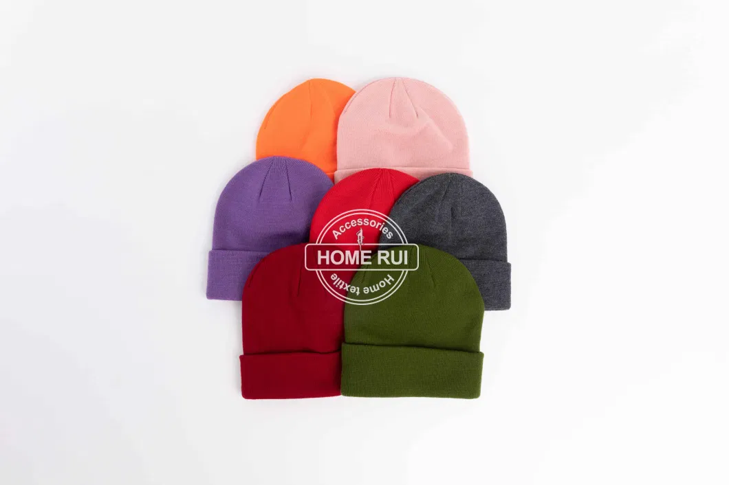 Manufacturer Unisex Double Layers Plain Blank with Custom Embroidery Logo Knitted Skully Beanie Hats