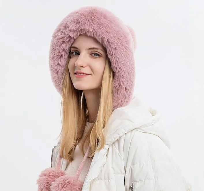 Women&prime;s Cute POM POM Knitted Beanie Hat Fluffy Woolen Winter Warm Hat