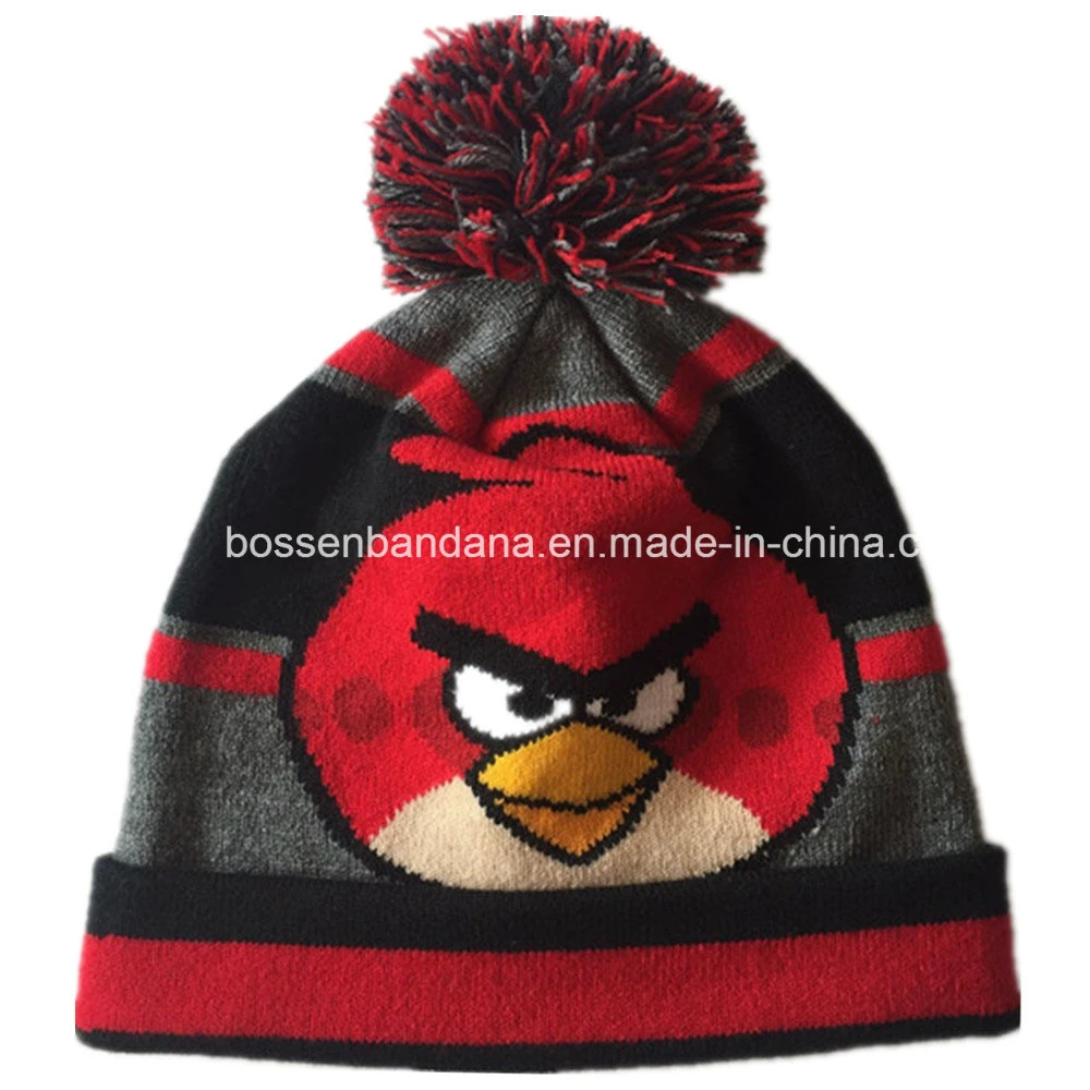 Factory Produce Customized Stripe Jacquard POM POM Winter Knit Ski Hat