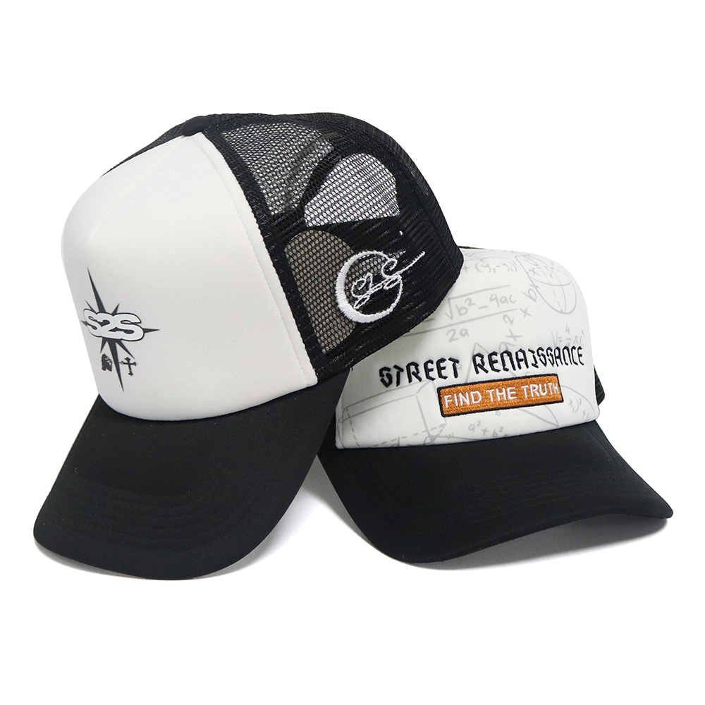 Personalized Comfortable Black Brim Trucker Hat Made of Foam Fabric