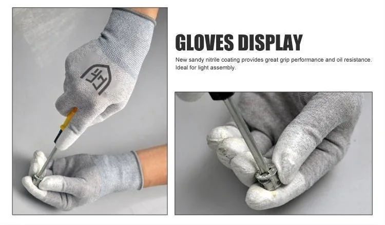 Recommend 13G Nylon and Carbon Knitted Liner Screen Touch PU Finger Coated Hand Working Gloves