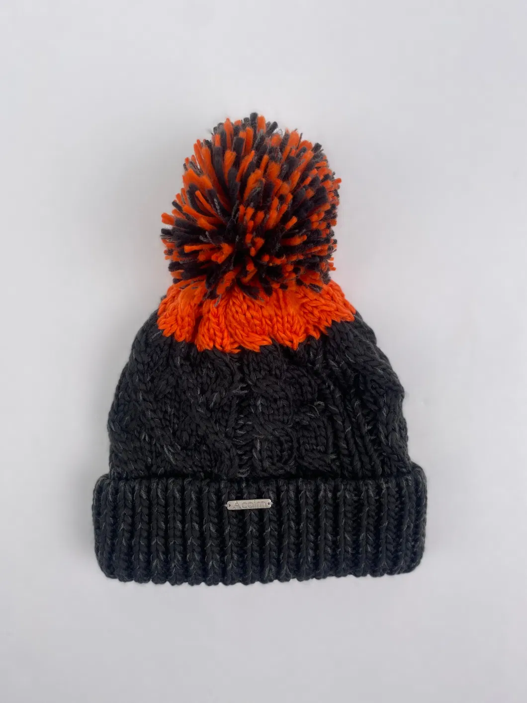 Quality Customized Brand Melange Yarn with Pompom Stretch Knitted Hat