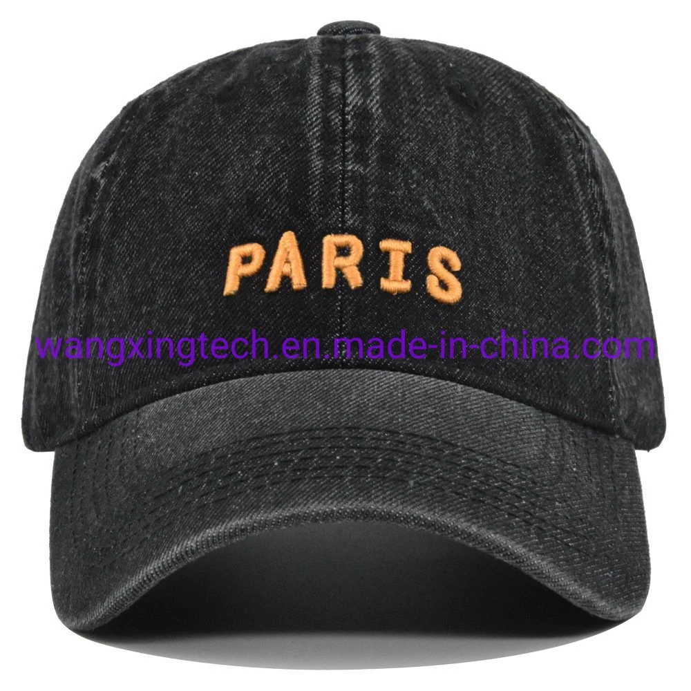 Wholesale Cowboy Hat Paris 3D Embroidered Baseball Cap Washed Snapback Hat Fashion Soft Top