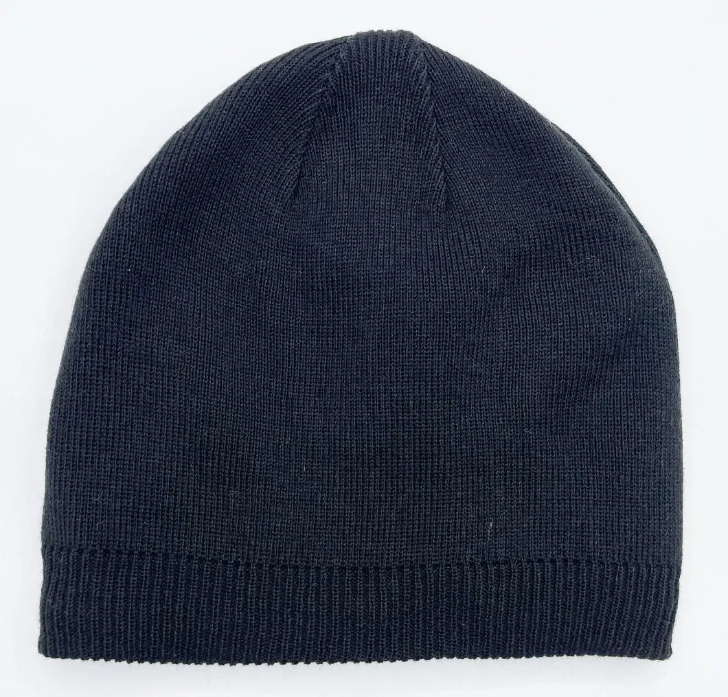 Black Waterproof Acrylic Knit Fleece Lining Winter Hats