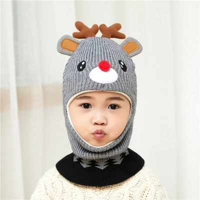 Winter Child Knitted Warm Hat and Fleece Lining Neck Warmer Scarf Set for Kids