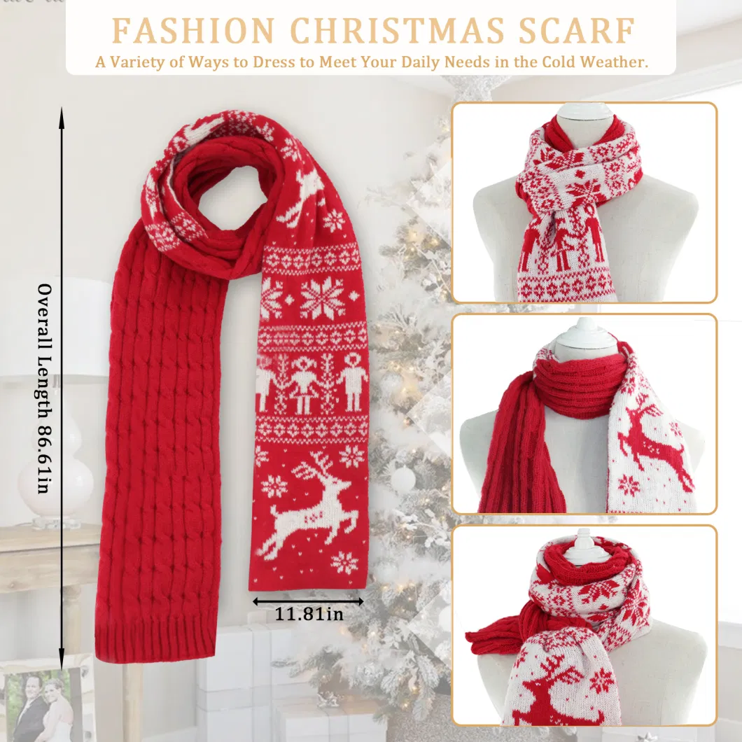 Premium Customized Christmas Scarf Set Fleece Lined Hat Exquisite Christmas Gift