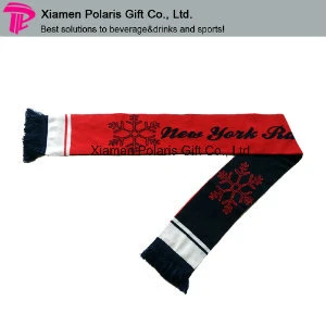 Promotion Spandex Sports Knitted Scarf Fan Muffler with Jacquard Logo