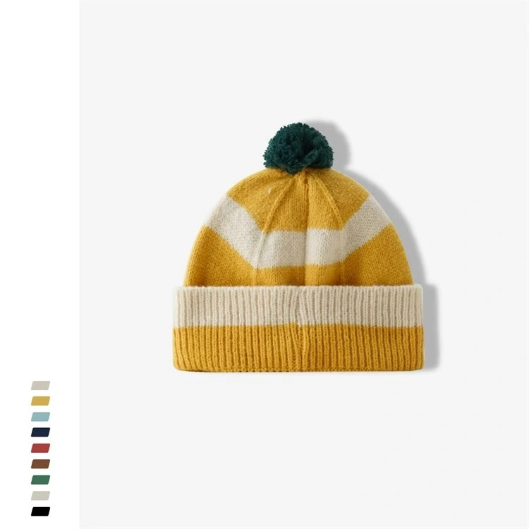 Acrylic High Quality Colourful Winter Jacquard Knitted POM-POM Beanie Hat