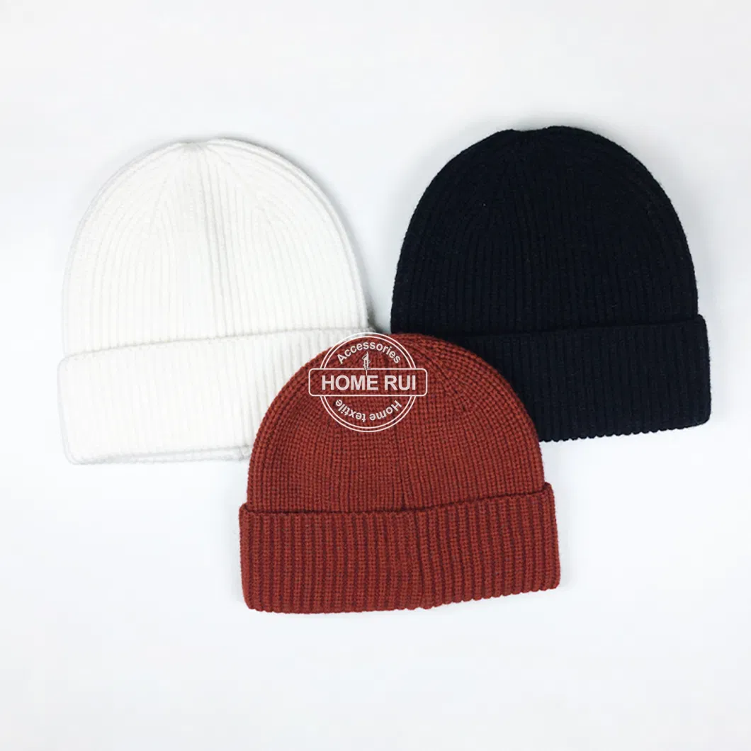 Supplier Custom Embroidery Logo Beanie for Unisex Men Women Winter Outdoor Sports Black Knitted Hats Ribbed Chunky Knit Warm Cap