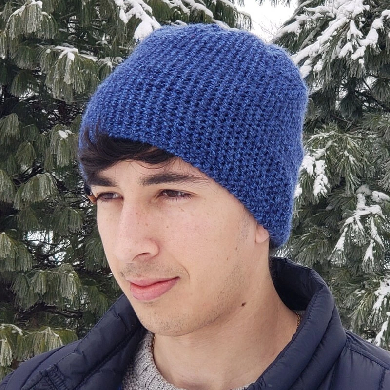 Big Bone Wool Beanies Warm Winter Hats with Leather Patch Custom