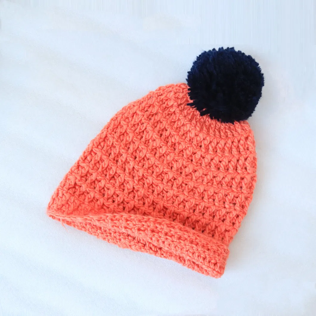 Soft Winter Cotton Custom Made POM POM Woman Winter Knitted Beanies Hats