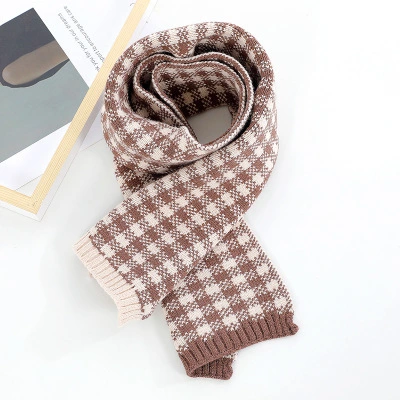 2020 Winter New Kids Fashion Plaid Knitting Scarf