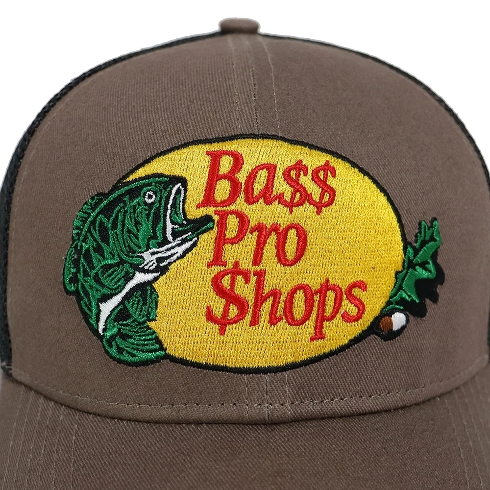 Custom High Quality Personalized Design 6 Panels Trucker Cap Cotton Twill Front Mesh Back with Embroidery Logo Fishing Bass PRO Trucker Hat