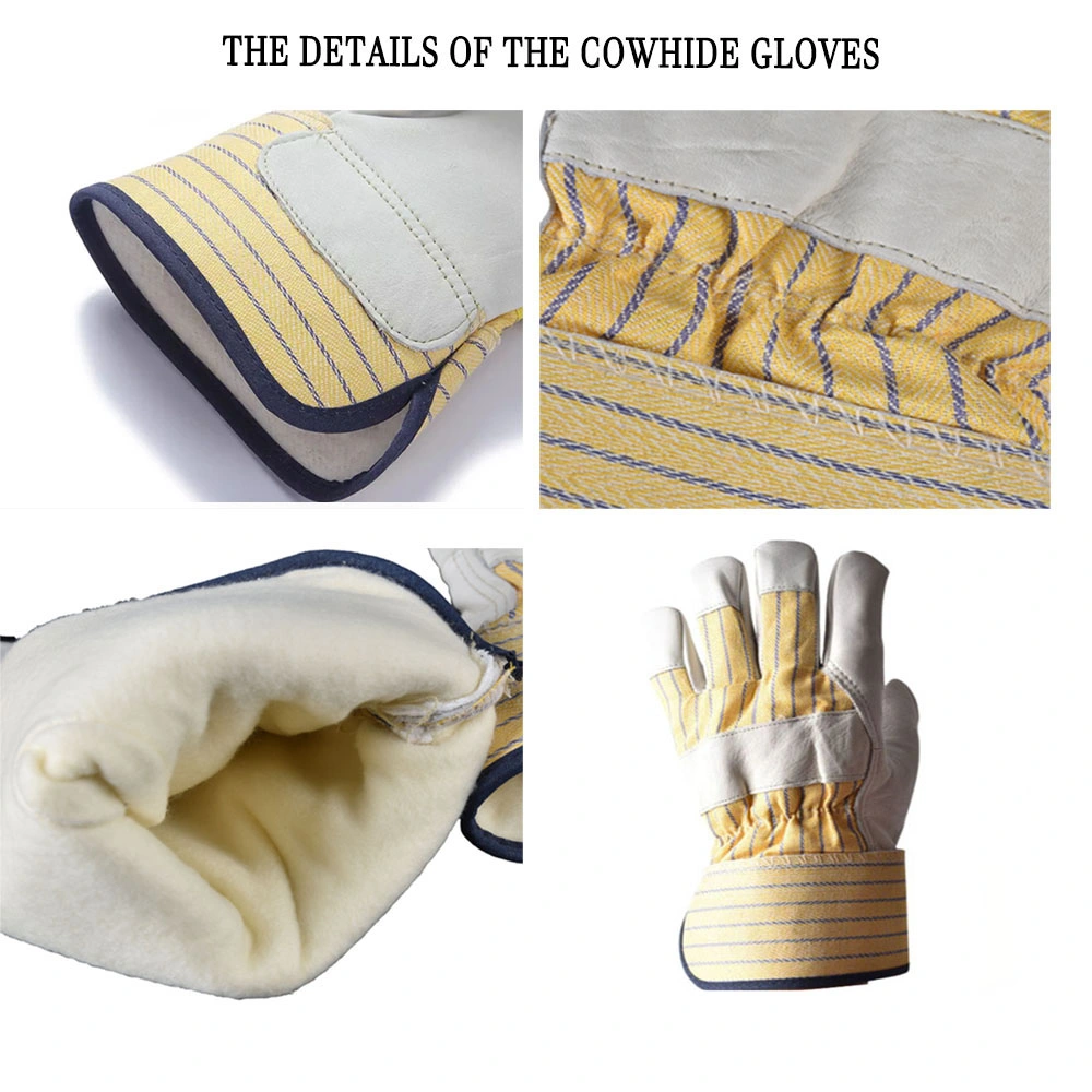 Standard Grain Cowhide Leather Drivers Gloves with Wool Lining and Elastic Wrist