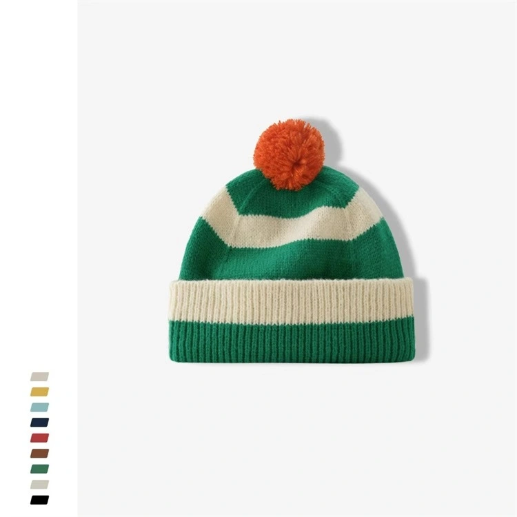 High Quality Colourful Acrylic Jacquard Knitted POM-POM Beanie Hat