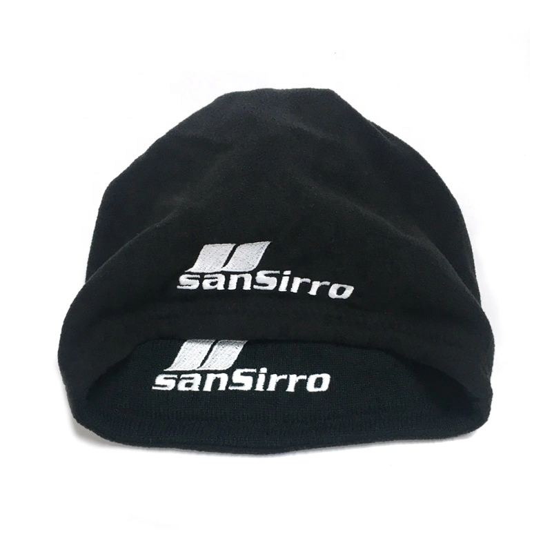 Custom Winter Thick Warm Polar Fleece Knitted Hat with Embroidery Logo