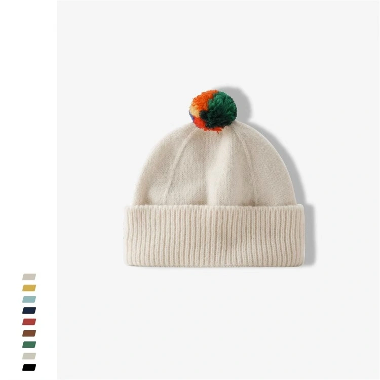 Acrylic High Quality Colourful Winter Jacquard Knitted POM-POM Beanie Hat