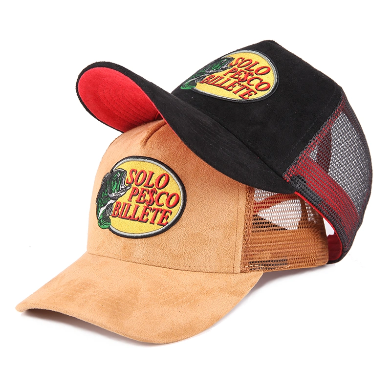 Custom Design Embroidery Logo Suede Trucker Hats Mesh Trucker Hats