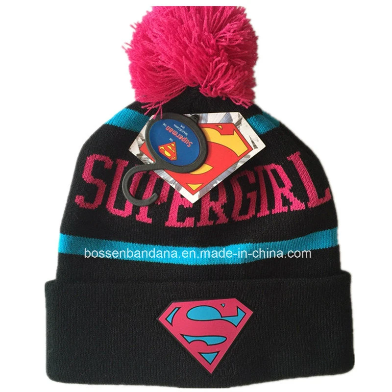 Factory Produce Customized Stripe Jacquard POM POM Winter Knit Ski Hat