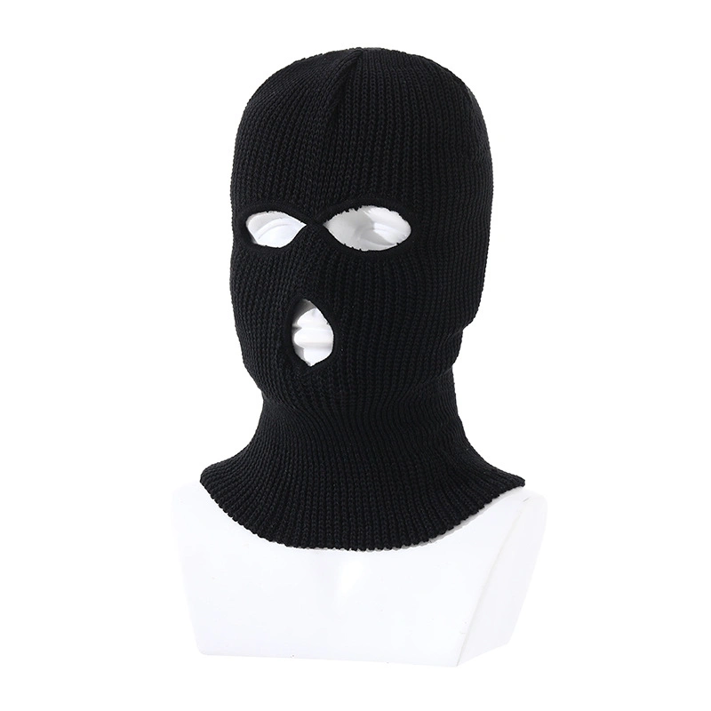 China Factory OEM Custom Design Logo Jacquard Outdoor Camping Motorcycle Biker Acrylic Knitted Balaclava Cap