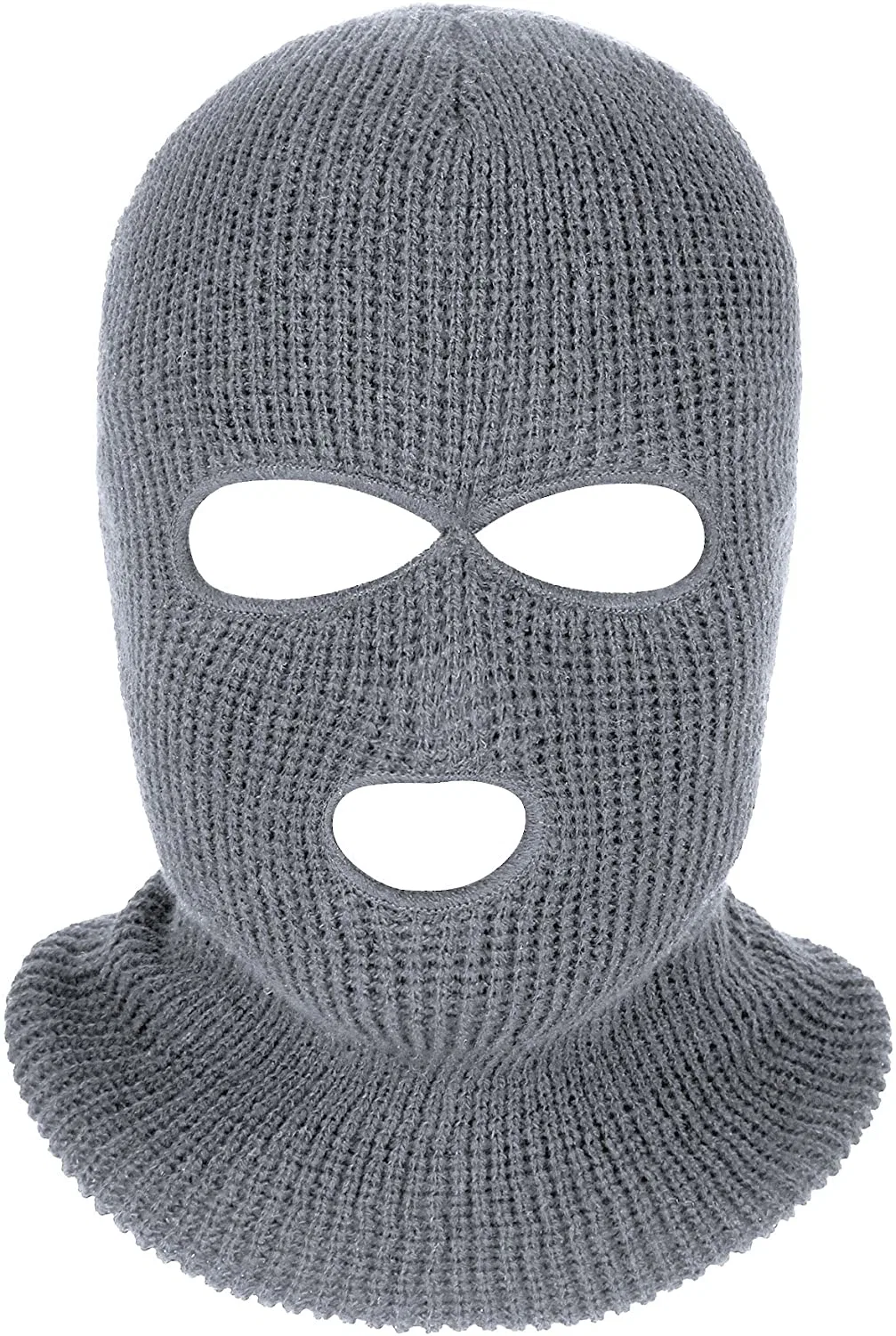 Grey 3 Holes Full Face Cover Knitted Balaclava Face Mask Winter Ski Mask for Winter Adult Supplies