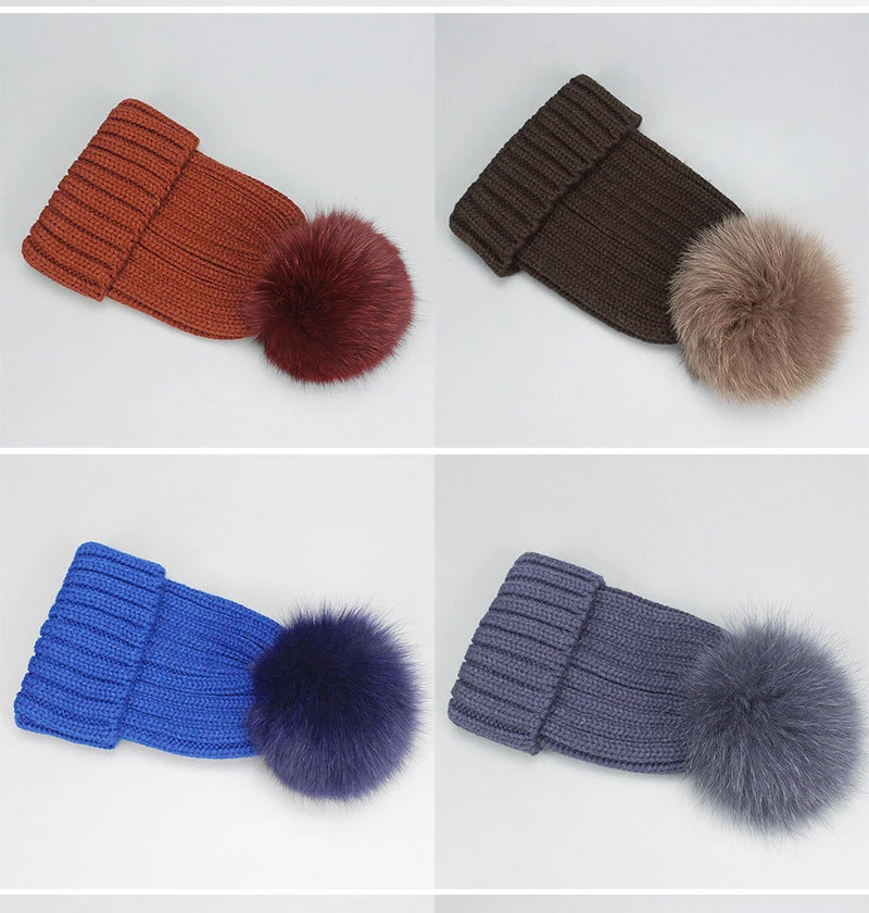 Warm Soft Stretch Cable Knit Ribbed Faux Fur POM POM Fuzzy Sherpa Fleece Lined Skull Cap Cuff Beanie Hat