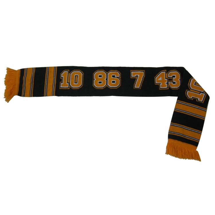 Custom Slogan Logo Knitting Jacquard Delicate Tassel Basketball Football Fan Scarf Fan