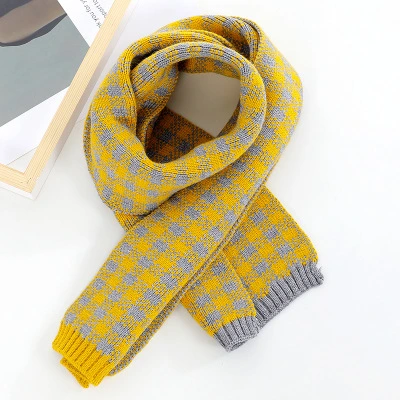 2020 Winter New Kids Fashion Plaid Knitting Scarf