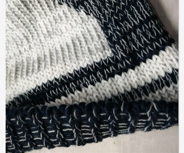 Wholesale Over Sized Adjustable Baggy Knit Soft Acrylic Chunky Stylish Striped Winter Warm Comfortable Beanie Hat