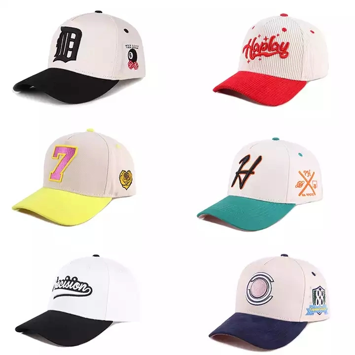 Wholesale Unisex Cotton Two Tone Embroidery Logo 5 Panel Baseball Cap Hat Custom Gorras Sports Baseball Cap Supplier