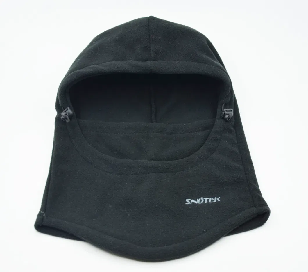 BSCI Black Polyester Fleece Adjustable Adult Balaclava Hat