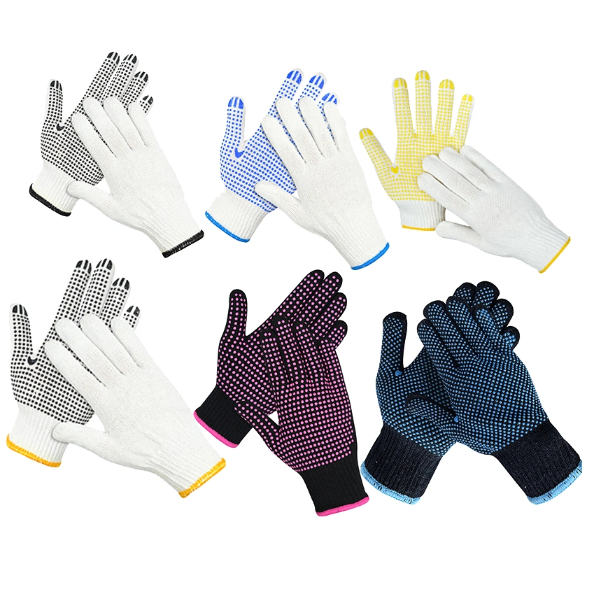 China Wholesale PVC Dotted/Dots Safety/Work/Labor Glove Industrial/Construction/Working Guantes Cotton Knitted Gloves