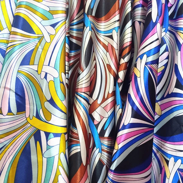 Fashion Flower Design Silk Satin Chiffon Fabric Digital Printing for Garment Dress Scarf Decoration