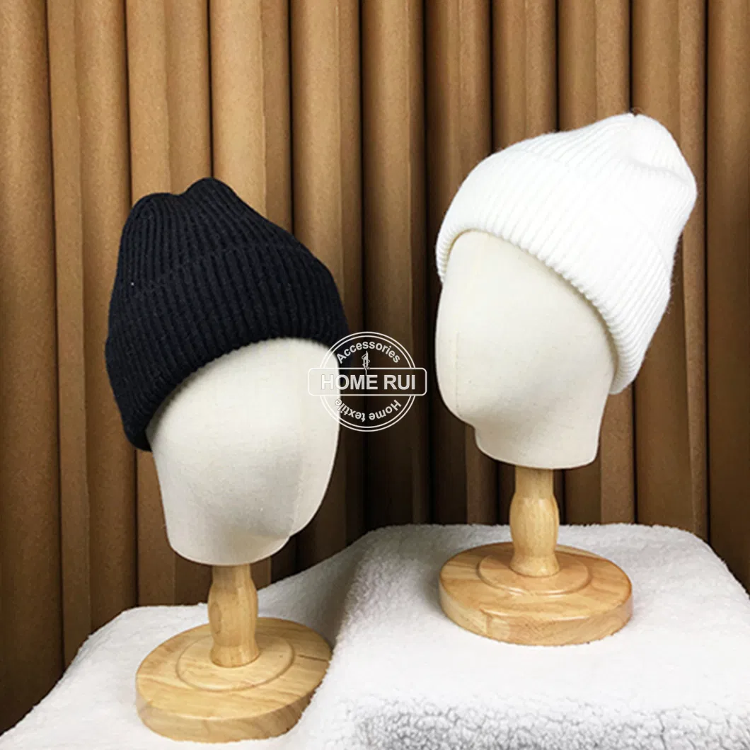 Blank Embroideried Custom Logo Cap for Unisex Women Men Winter Sports White Knitted Skully Hats Ribbed Chunky Knit Warm Beanie