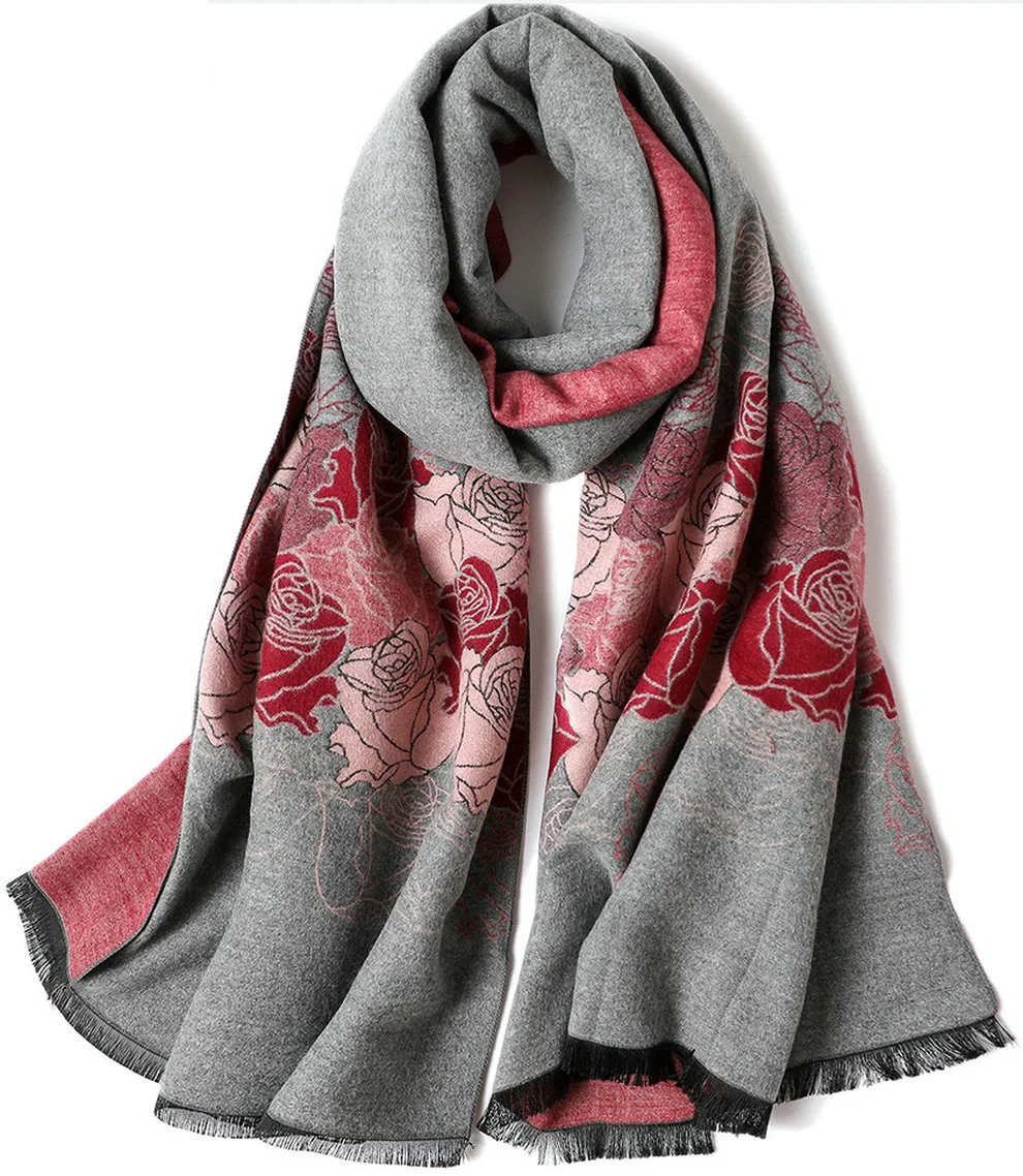 Facotory Wool Cashmere Fashion embroidery Cotton Scarf