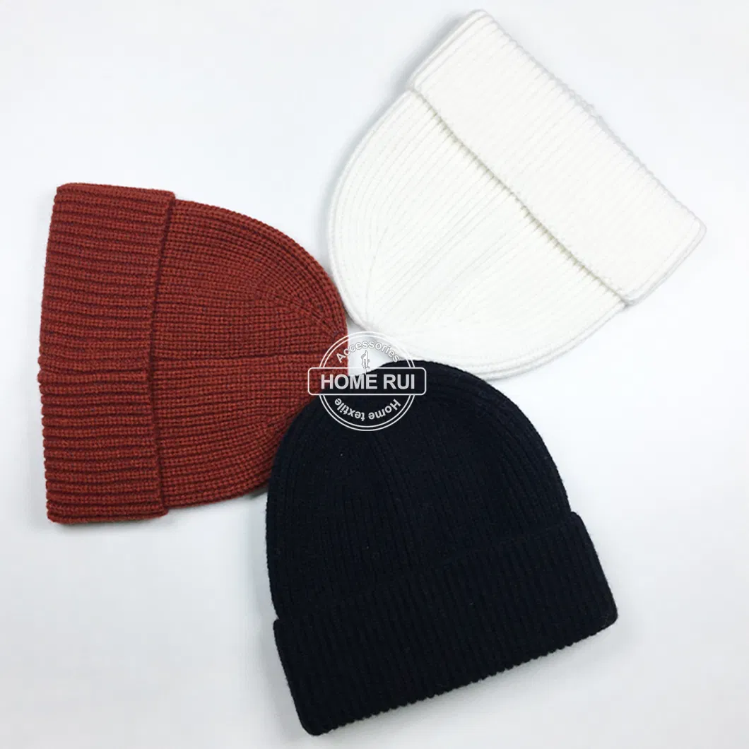 Manufacturers Custom Logo Beanies for Unisex Men Women Winter Outdoor Sports Black Knitted Hats Ribbed Chunky Knit Warm Caps