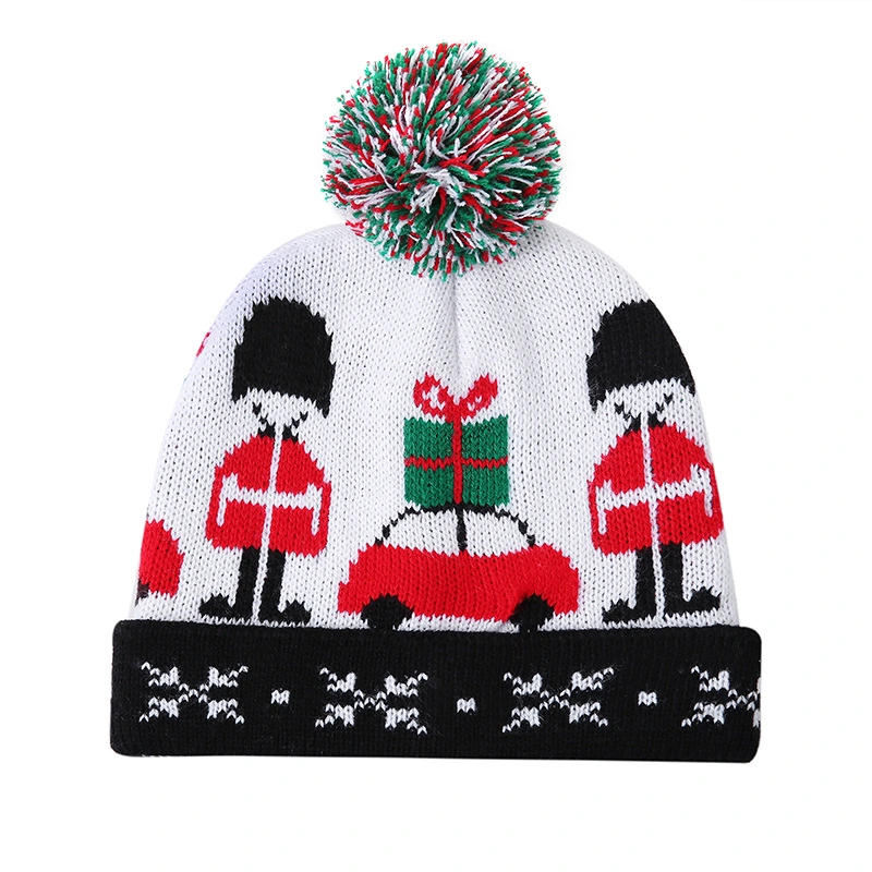 Christmas Knitted Beanies Elf Knitted Hat Knitted Santa Hat Winter Crochet Santa Hat Christmas Santa Beanie Hat with Pompom for Adult Teens