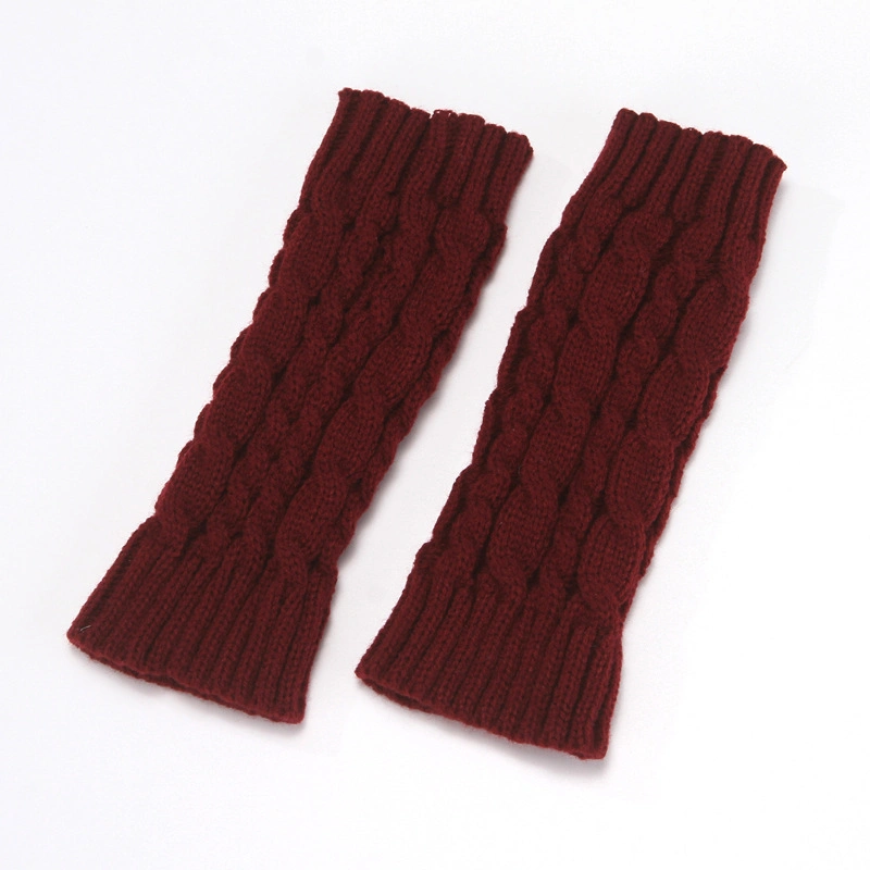 Knitted Wool Half-Finger Men-Women Wrist Guard Fingerless Long Warm Acrylic Gloves